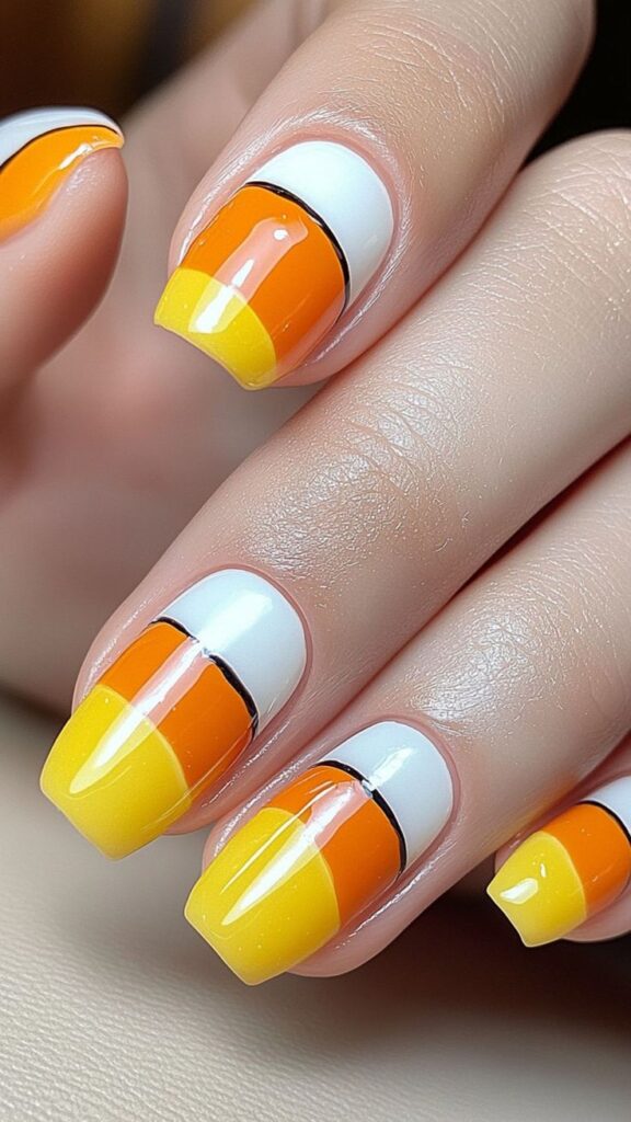 Candy corn ombre gradient nails
