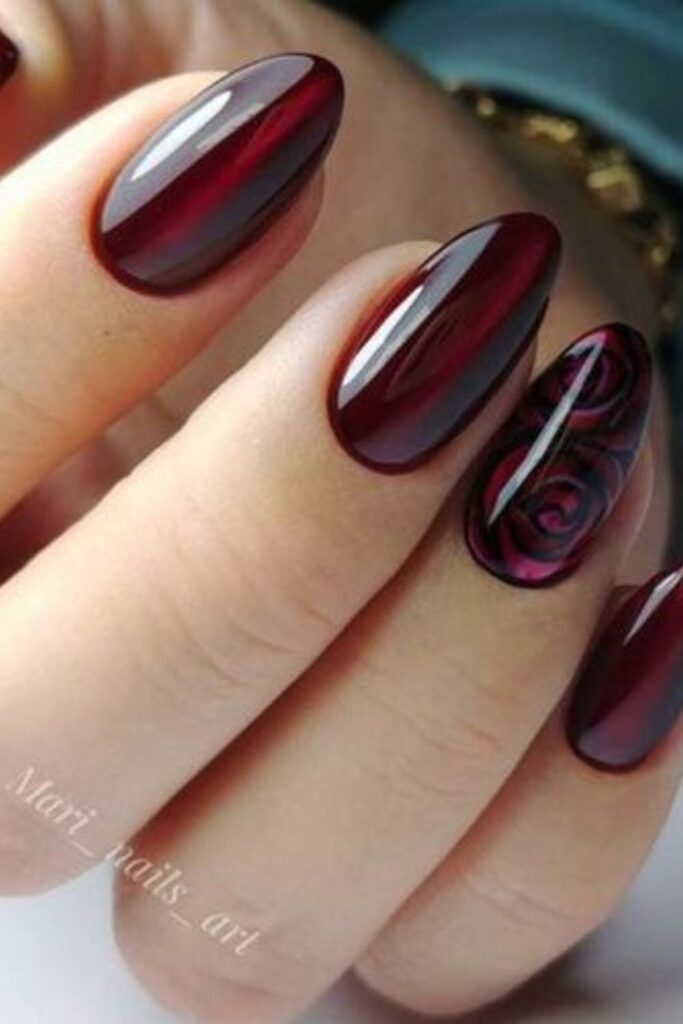 Burgundy almond nails for fall
