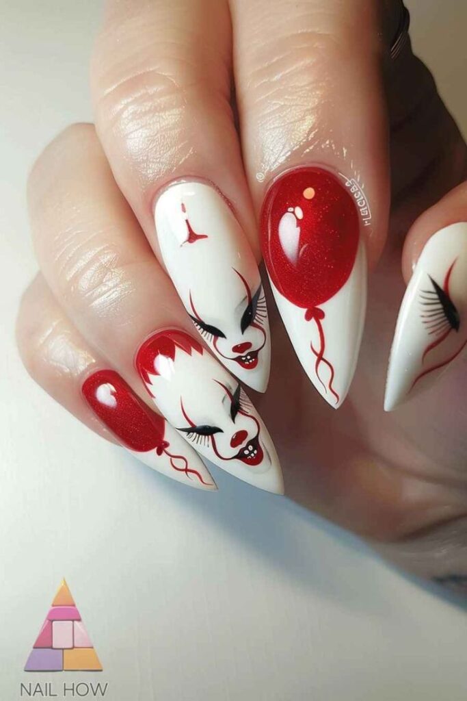 Creepy clown designs for nails