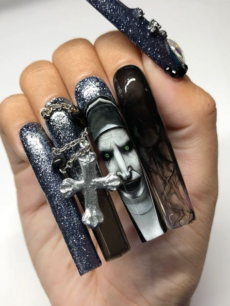 Cursed coffin tip nail design