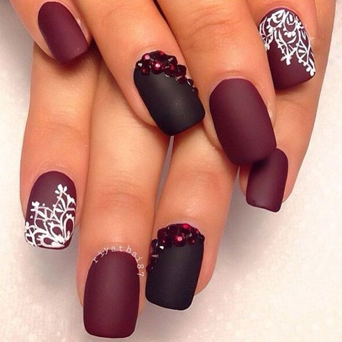 Dark plum matte, bold fall nails
