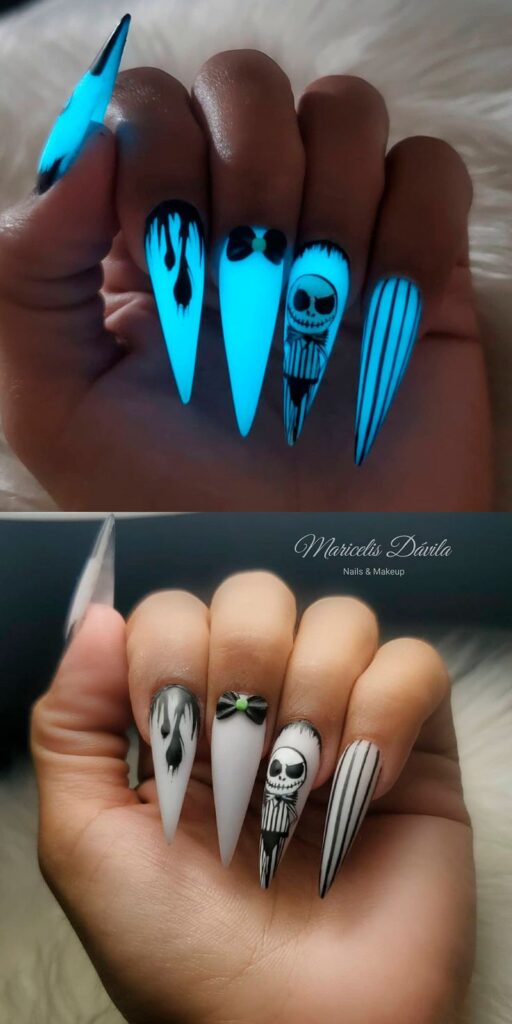 Glowing ghost nails for Halloween