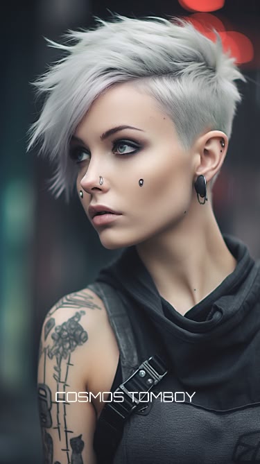 Bold Grey Bob with Shaved Sides