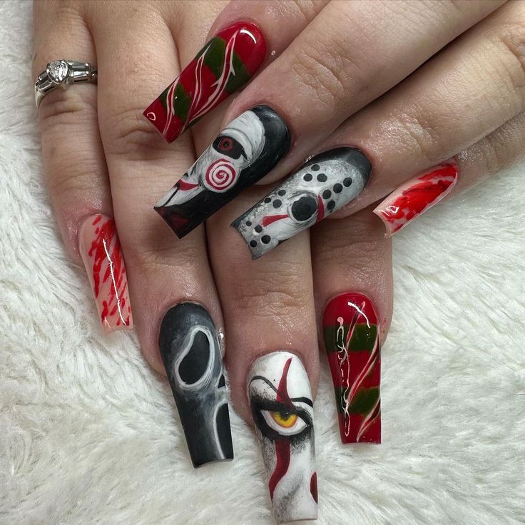 Horror movie icon nail designs