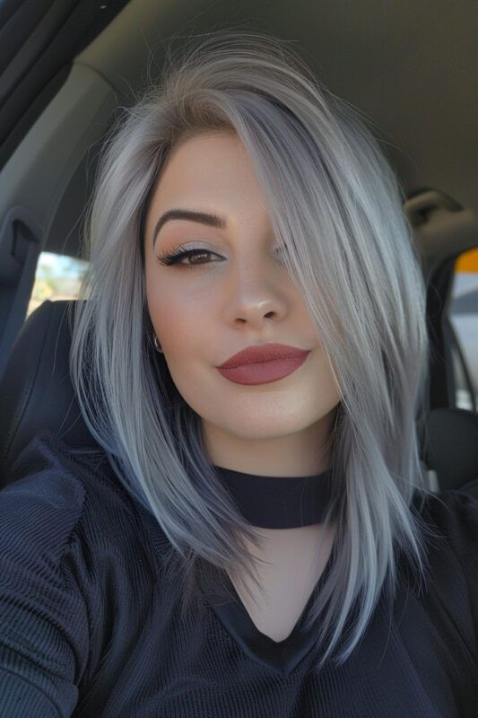 Long Grey Lob for Modern Elegance