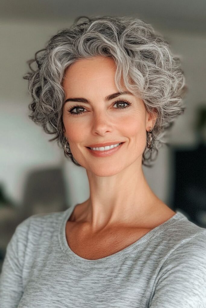 Natural Grey Curls for Bold, Embracing Natural Beauty