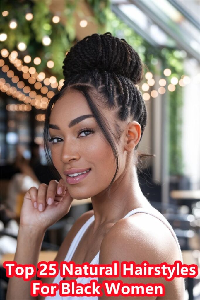 Playful updo: High ponytail with bouncy curls.