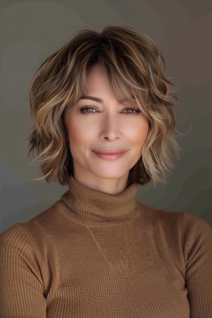 Short Shag with Curtain Bangs for a Retro, Playful Feel