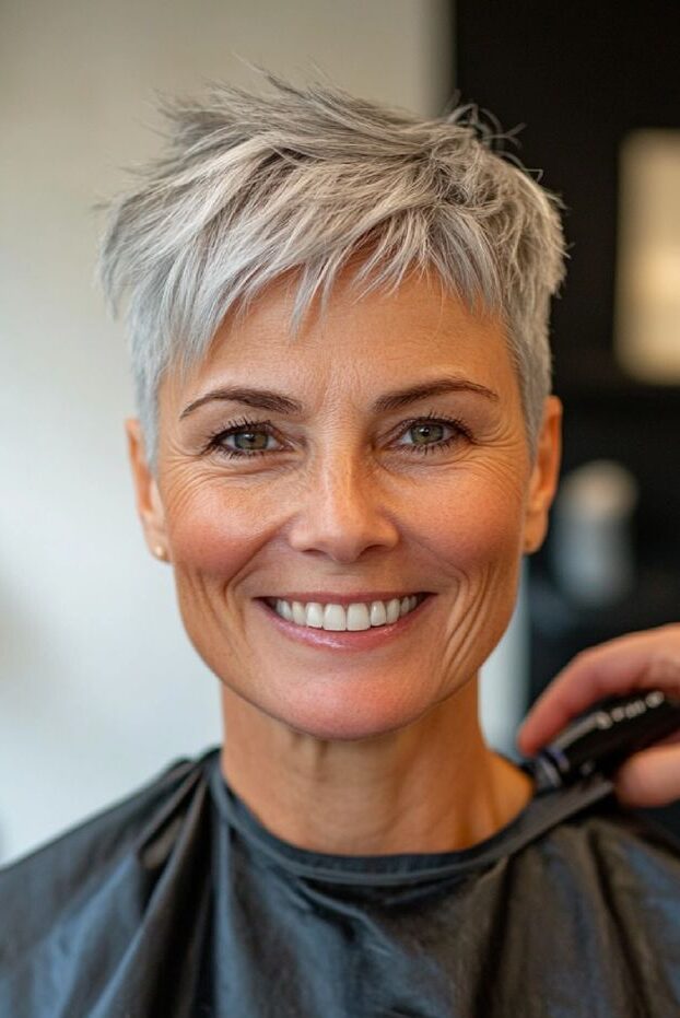 Silver Pixie with Tapered Sides for a Sleek, Sophisticated Look