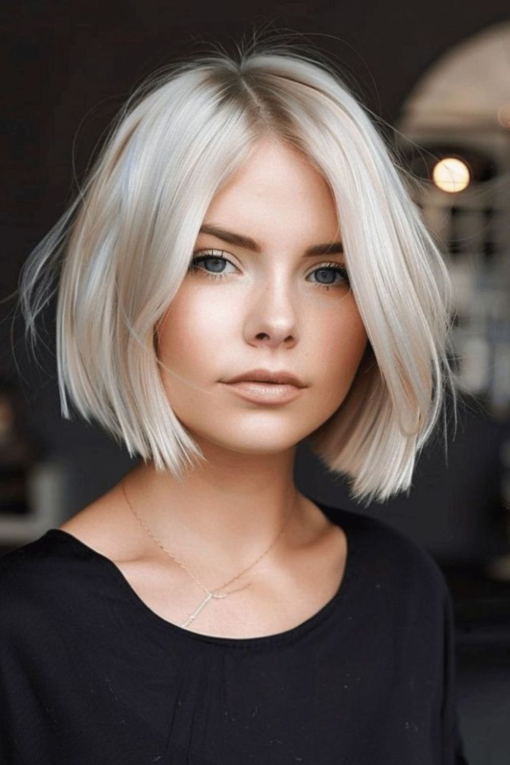 Sleek Straight Bob with Grey Tint
