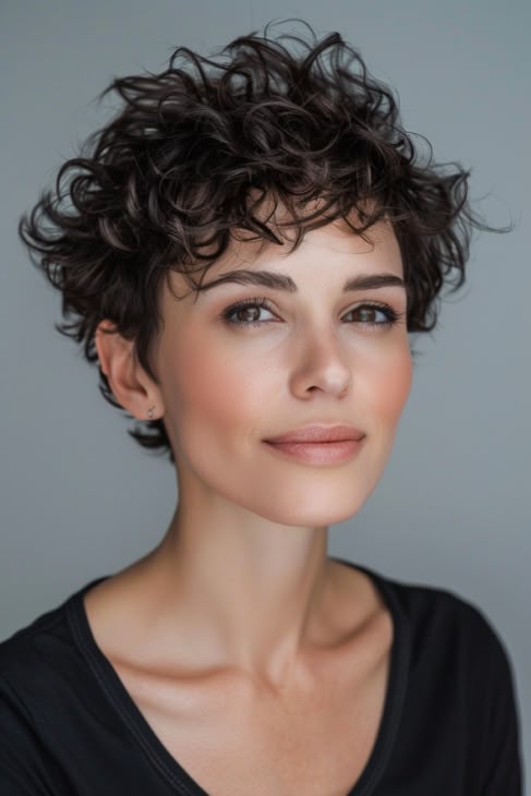 Voluminous Short Curls for a Full-Bodied, Defined Look