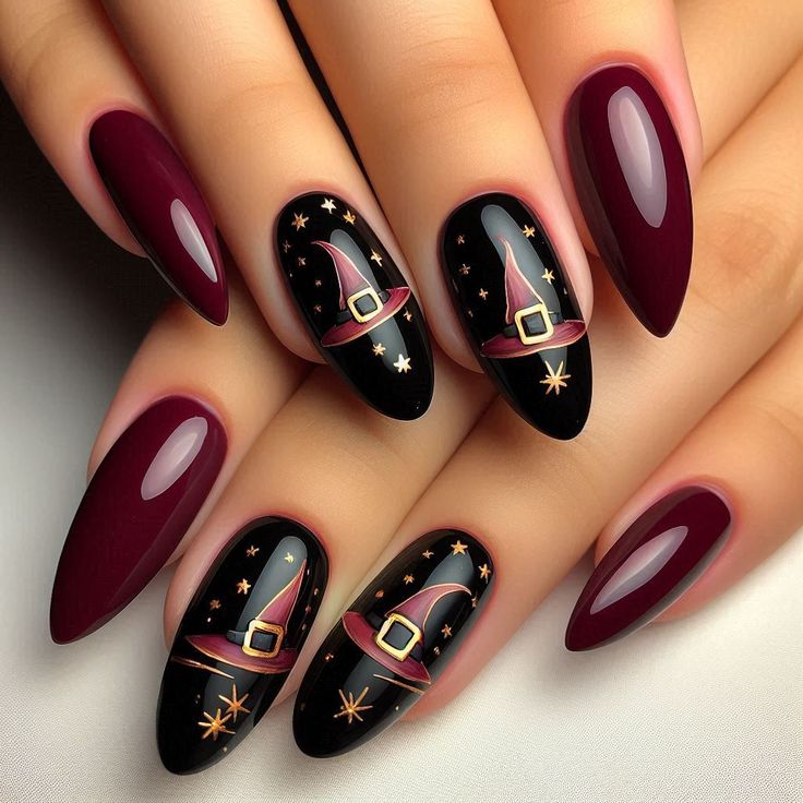 Witch hat shapes on nails
