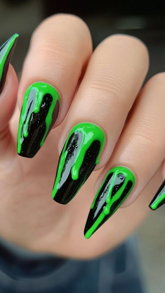 Zombie green slime nail effect