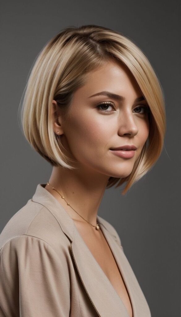 Angled bob for sharp, sleek style