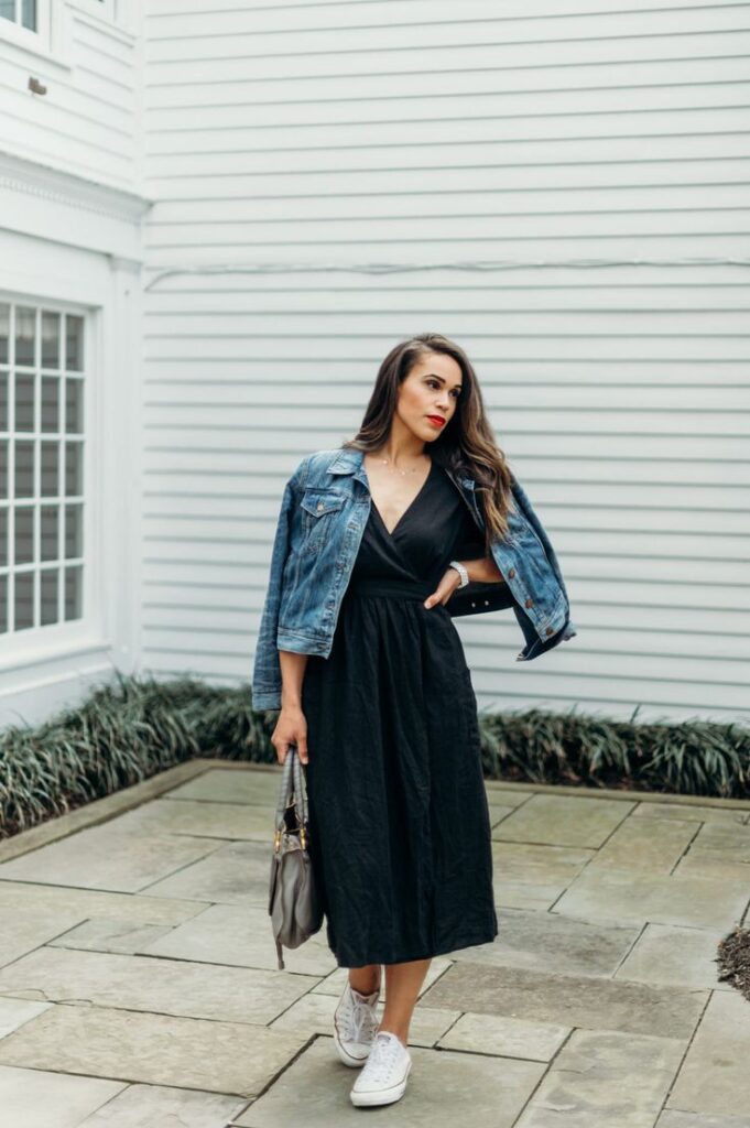 Denim adds edge to knitwear.