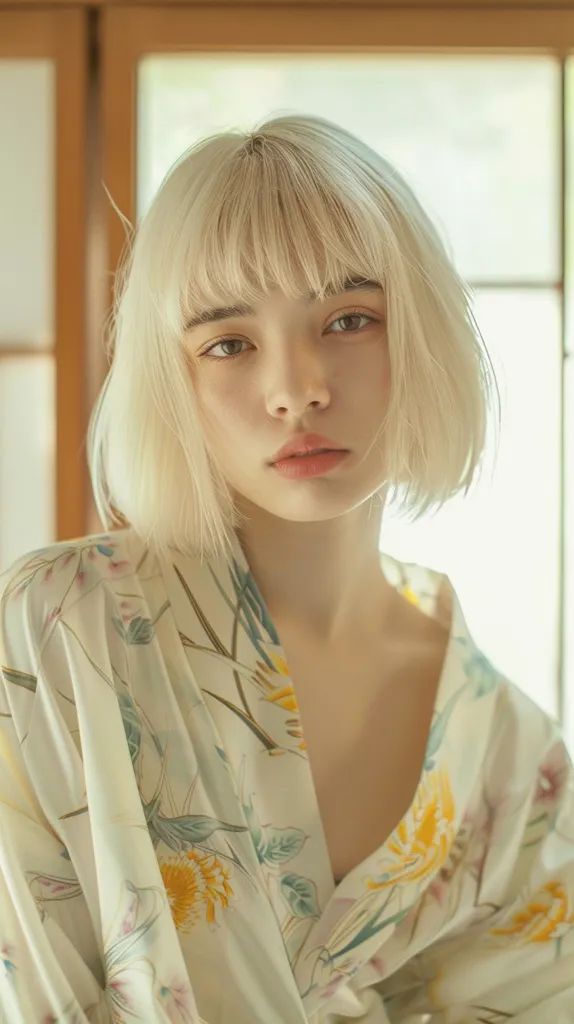 Bold blunt fringe with silk press