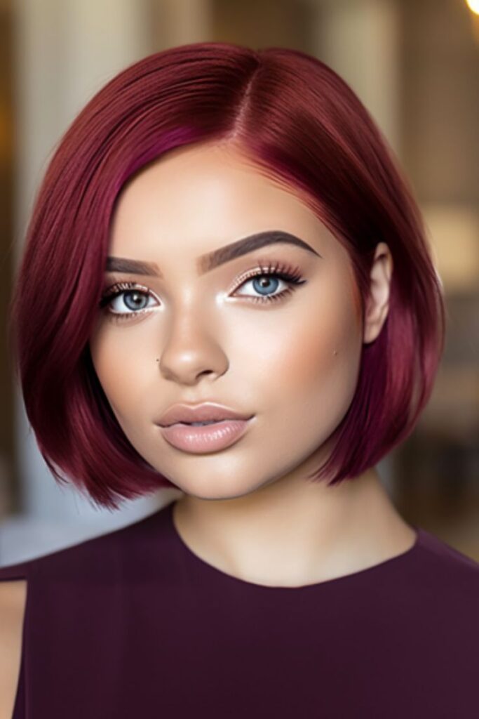 Bold red stacked bob color
