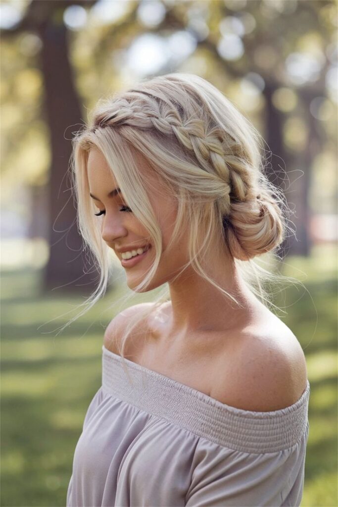 Classy braided bun for special occasions
