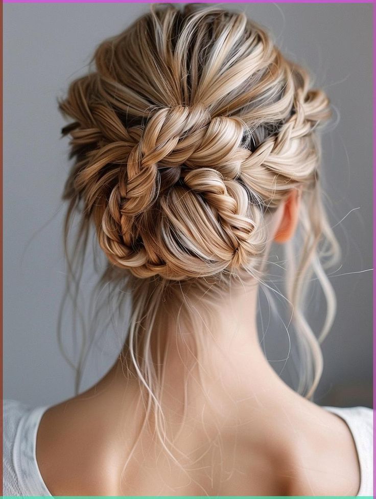 Low braided bun, secure, and classy
