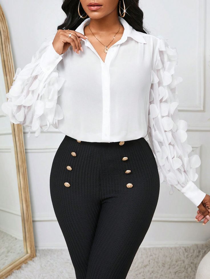 Chiffon blouse with cropped trousers