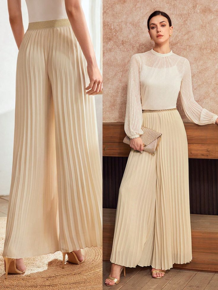Chiffon top and pleated trousers