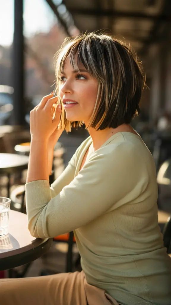 Elegant chin-length stacked bob
