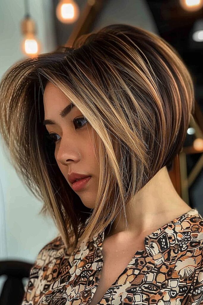 Inverted bob with bold highlights
