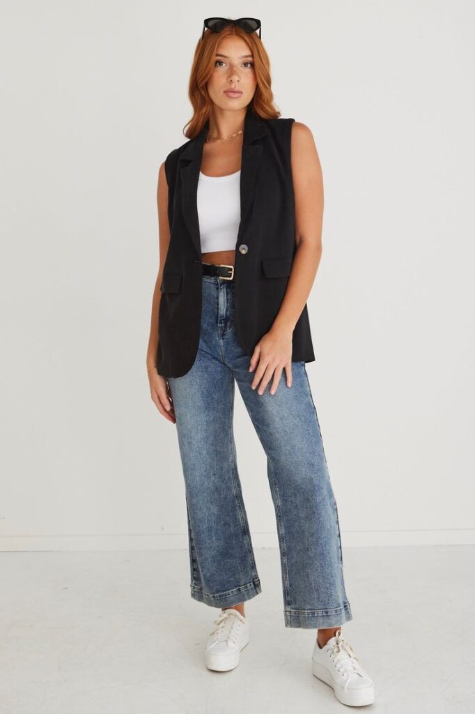 Longline vest and tapered pants