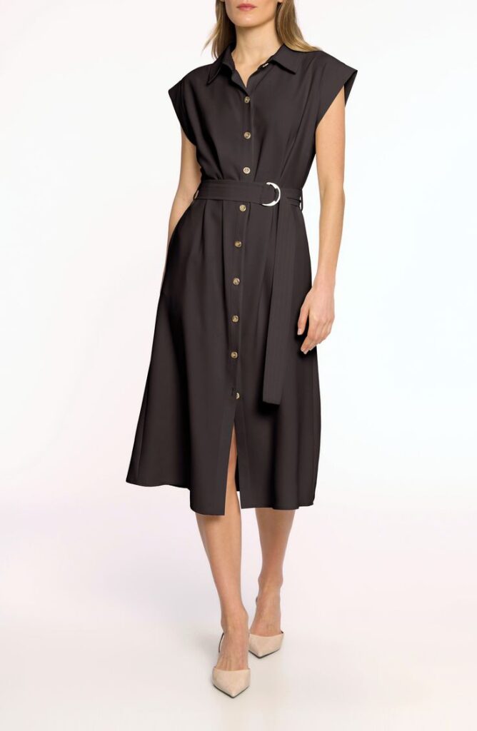 Midi dress with a belt
