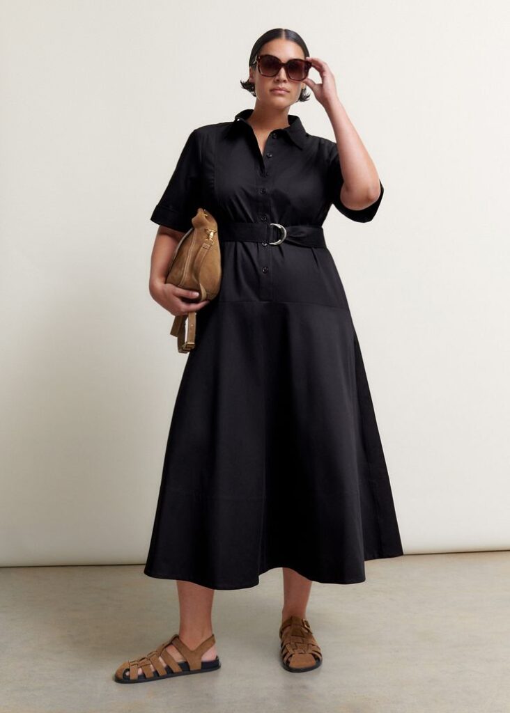 Midi dress with a belt