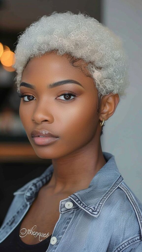 Mini afro with a smooth silk press