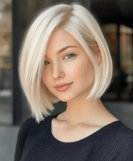 Platinum bob with precision lines
