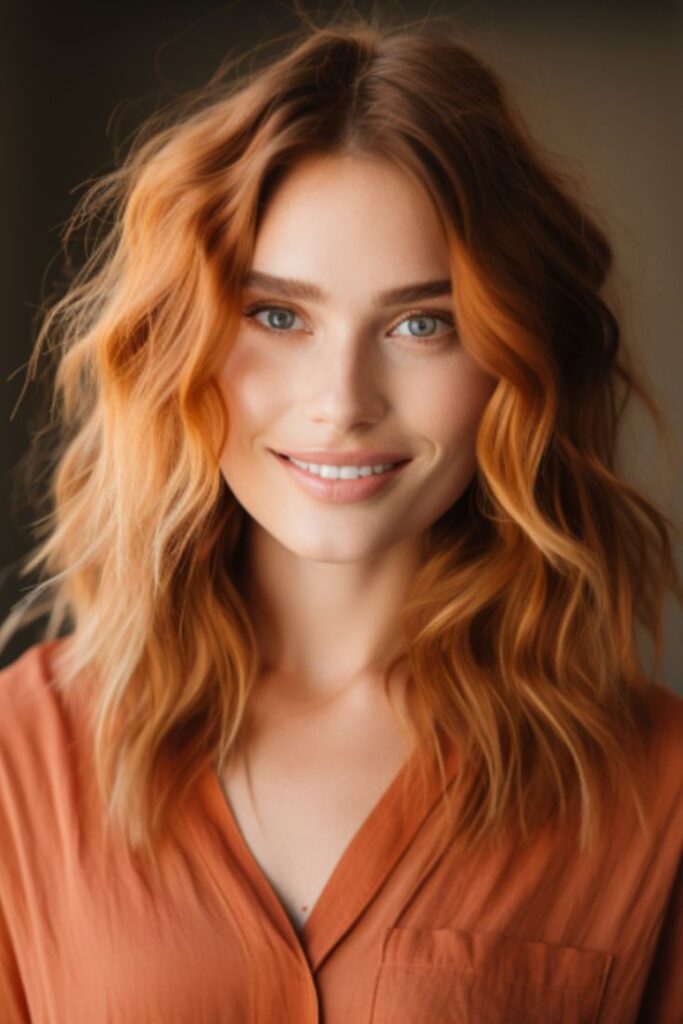 Pumpkin spice copper, light blonde accents

