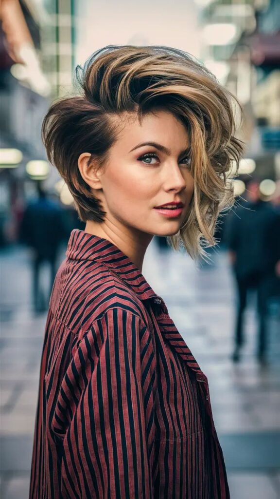 Retro-stacked bob with '60s vibe
