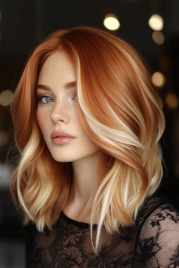 Rooted cowboy copper waves with blonde

