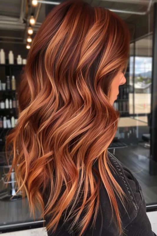 Bold rusty copper, cool blonde highlight

