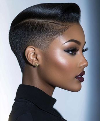 Short silk press with shaved sides