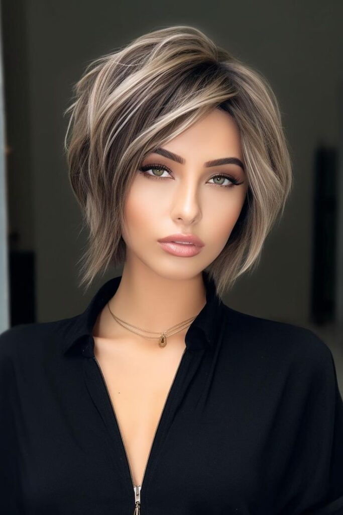 Short pixie-bob with stacked layers
