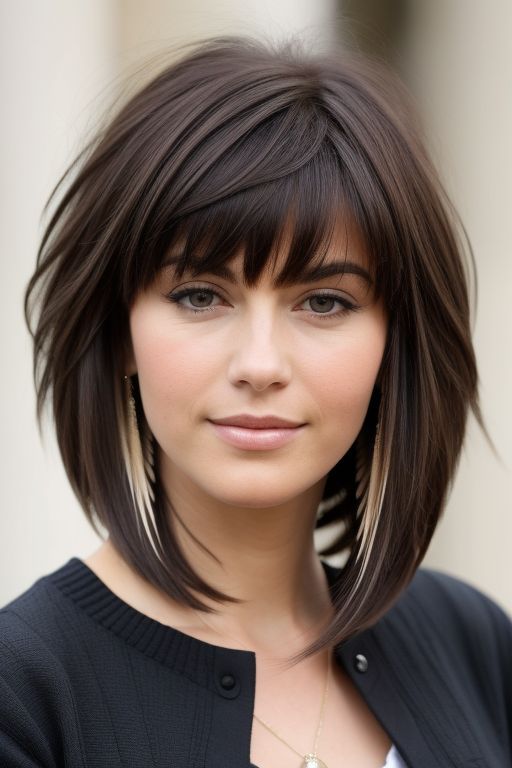 Silk press with feathered, light bangs