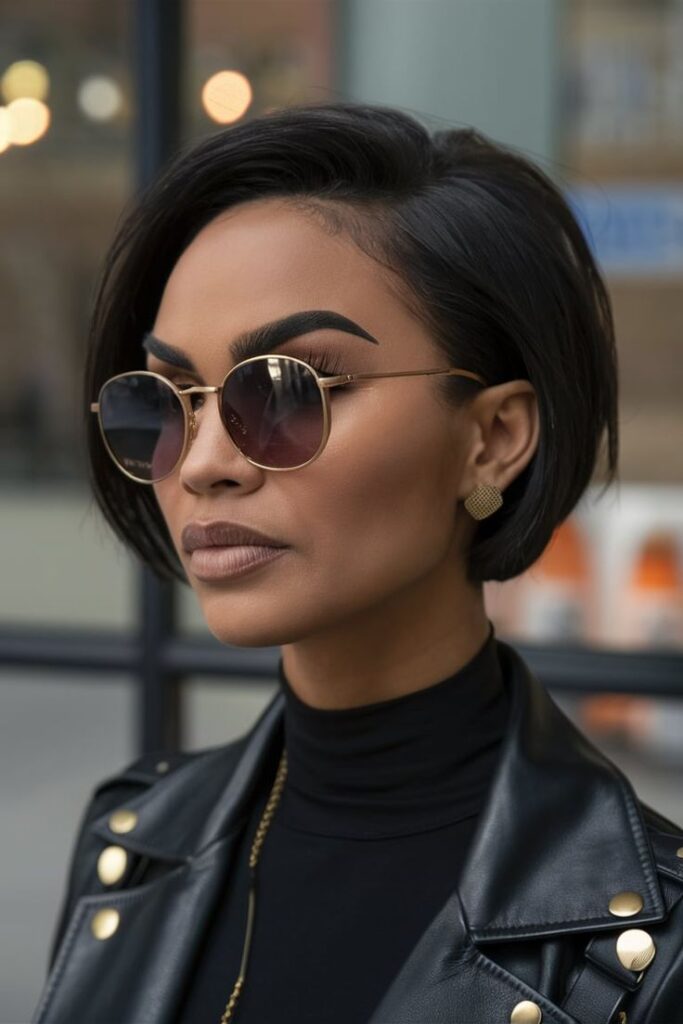 Sleek, edgy asymmetrical style