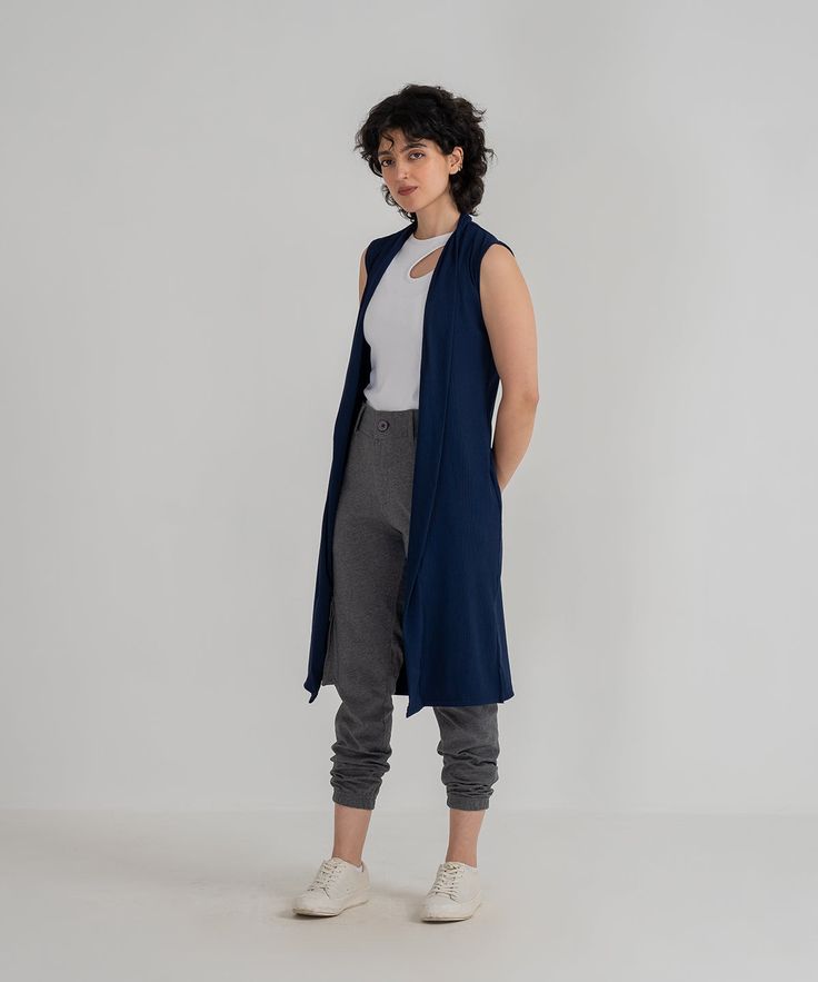 Sleeveless dress with longline cardigan