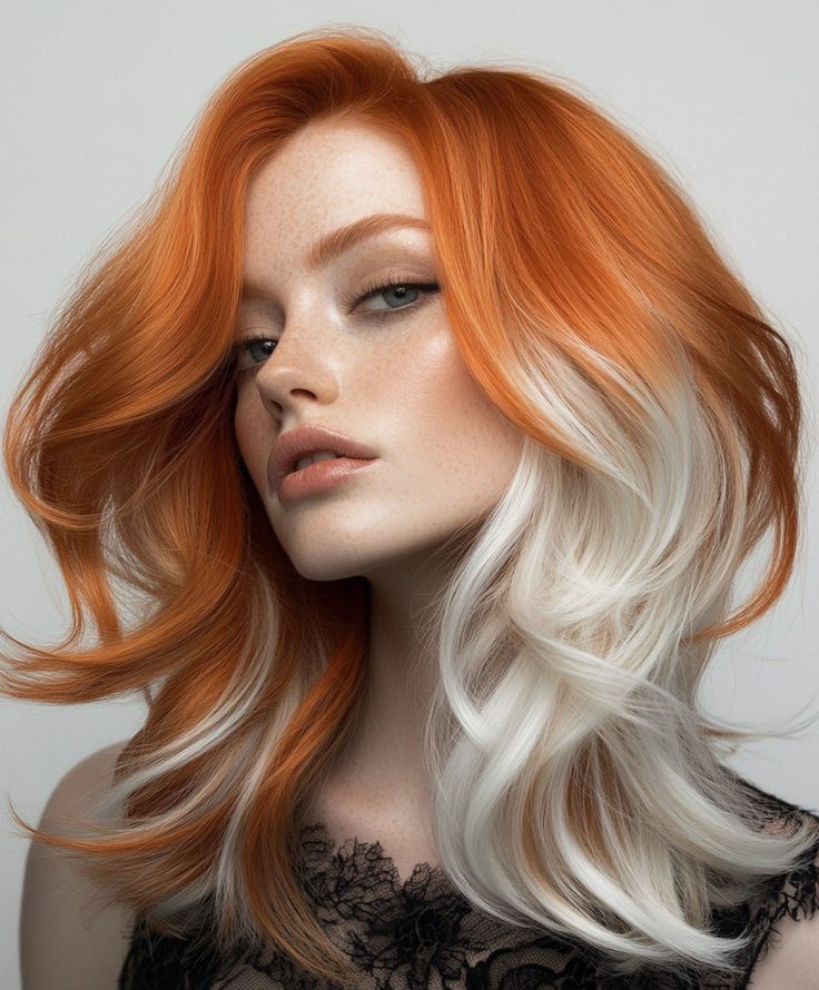 Soft auburn copper, platinum blonde

