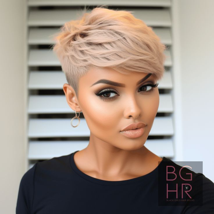 Spiky pixie cut with silk press