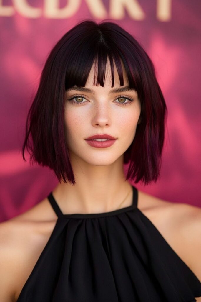 Stacked bob with micro bangs