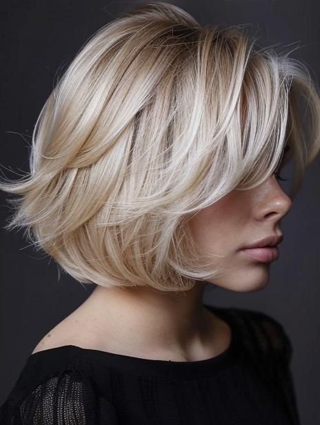 Textured blonde bob with dimension
