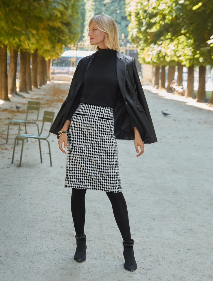 Turtleneck with an A-line skirt