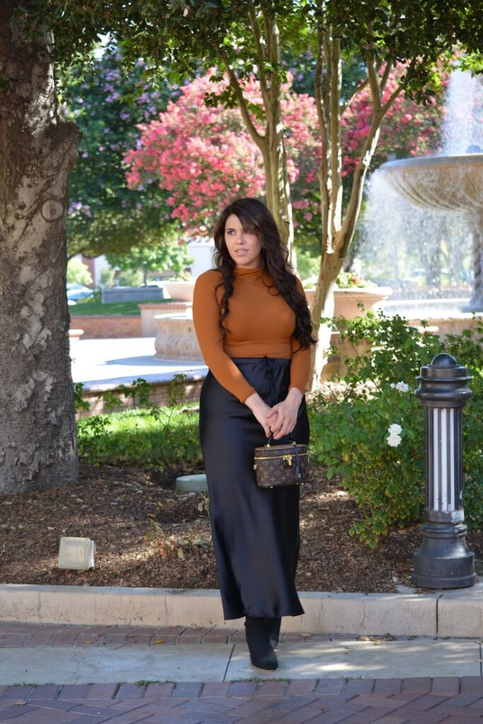 Turtleneck with a maxi skirt