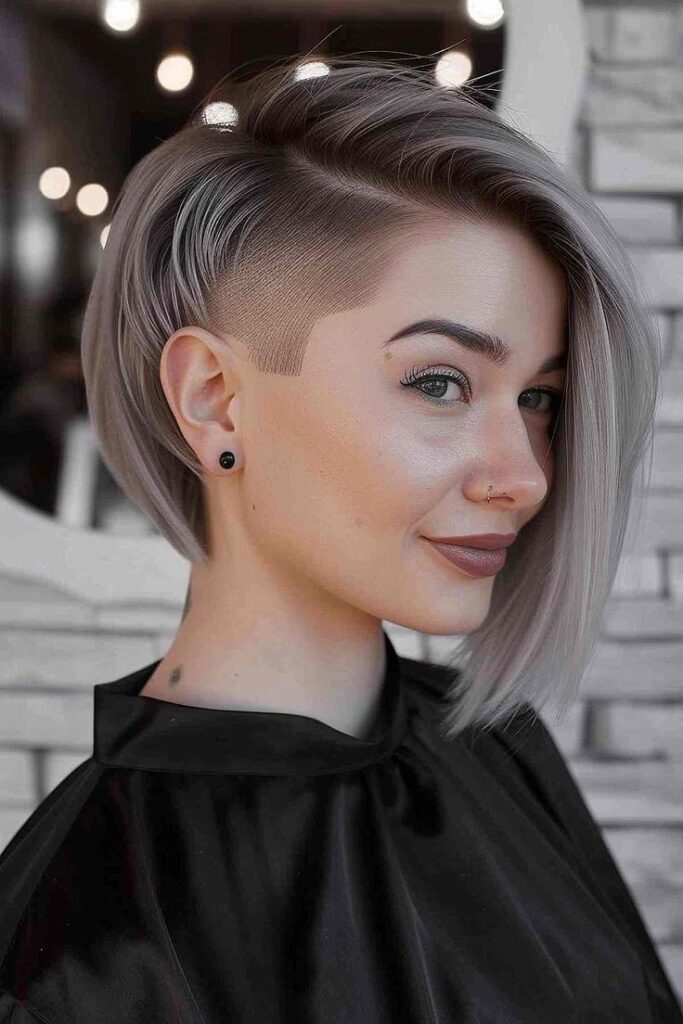 Stacked bob with edgy undercut
