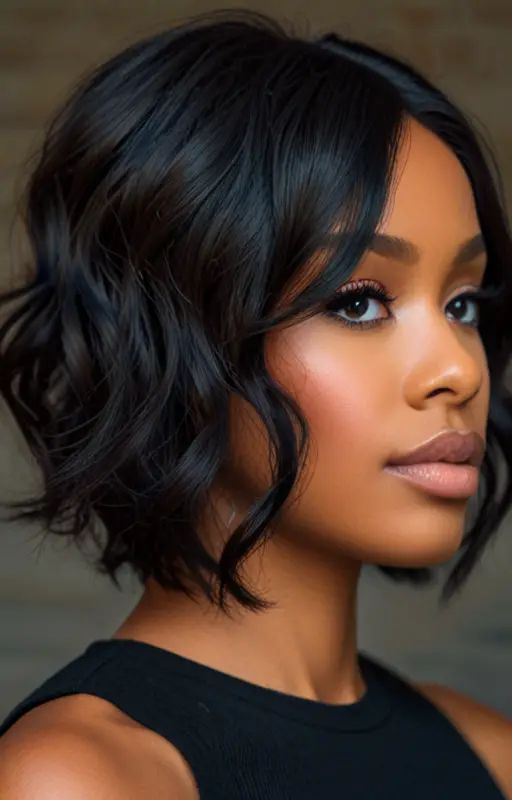 Beachy, wavy fluffy bob style
