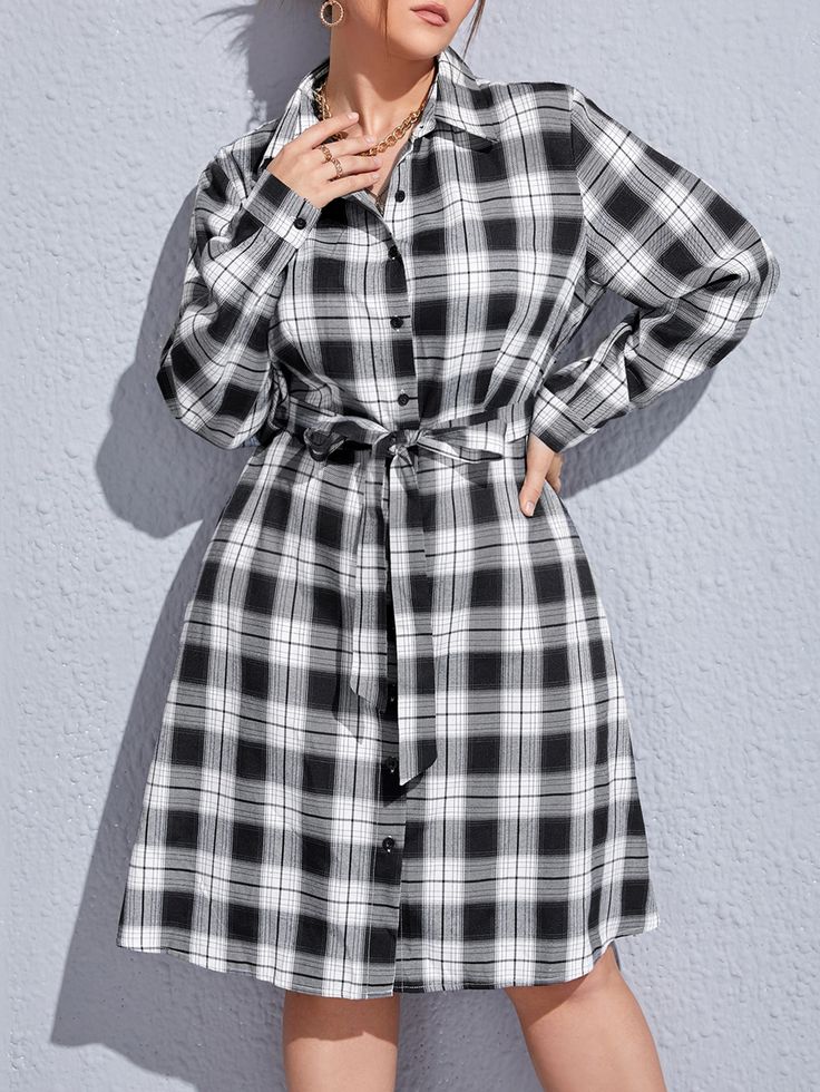 Plaid shirt adds texture contrast.